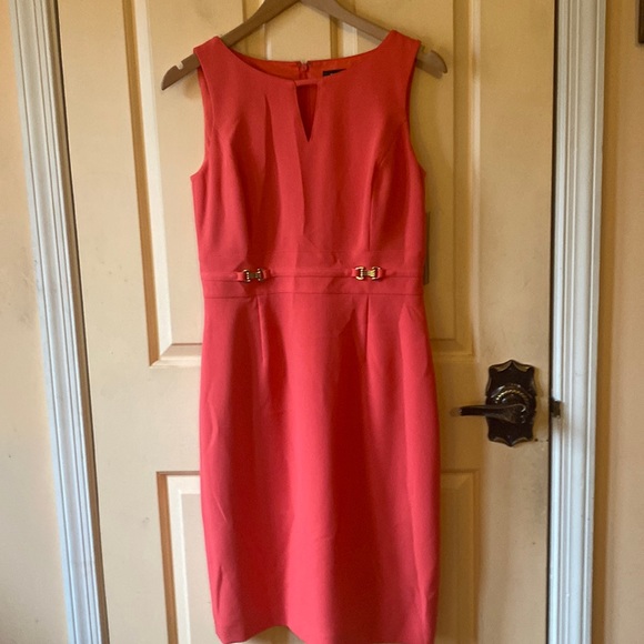 NWT Tahari Arthur S Levine Dress Coral Size 4 - Picture 1 of 11